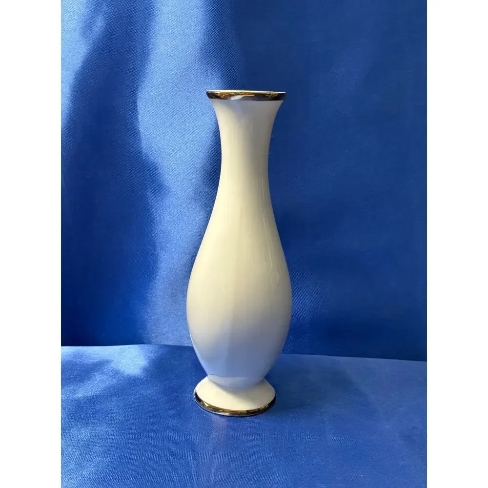 Vintage White Porcelain Bud Vase Gerold Porzellan Germany Accented with Flowers